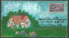 Hand Painted Postal Cover Scott #855 Postmarked Unofficial Cancel Sweet Home TX