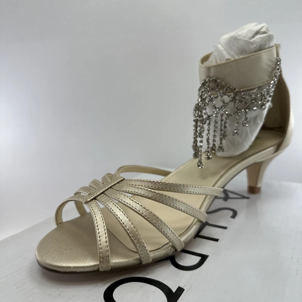 Ashro Amoris Gem Tacones Perla/Dorado Talla 9 M Brillante Joya Nuevo Con Caja Foto 3 de 4