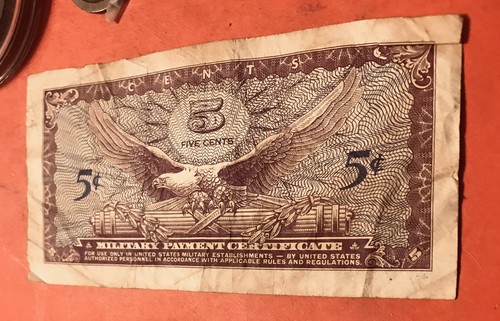 SERIES 641 U S MILITARY PAYMENT CERTIFICATE 5 CENTS VIETNAM WAR VERY FINE - Picture 4 of 4