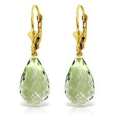 14 CTW 14K Solid Gold Loveliness Green Amethyst Earrings