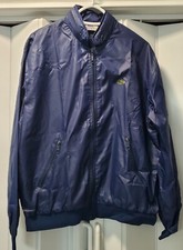 Vintage Full Zip IZOD Lacoste Tracksuit Jacket Blue With Packable Hood - Large