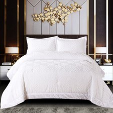 Image of New Quilted Bedspread Throw Embossed Bedding Set Single Double King Size Bed Set