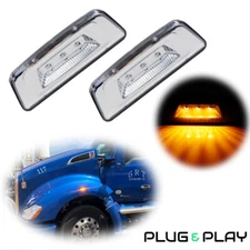 2X Clear Chrome Front Wheel Fender Side Marker Light For Kenworth T680 T700 T880