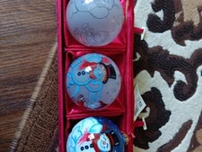 Figi Inside Art DISPLAY KIT with Three Ornaments in Original Box Snowmen Vintage
