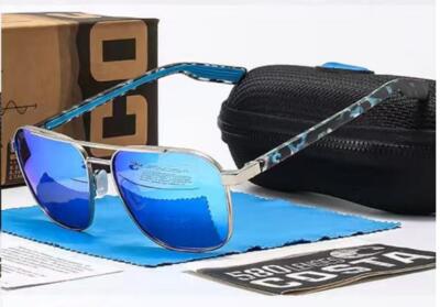Costa Del Mar Wader Brushed Blue Frame /Blue Mirror 580P Polarized Lenes