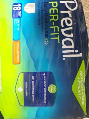 Prevail Per-Fit Incontinence Unisex Underwear - White, Size L, Pack of 18