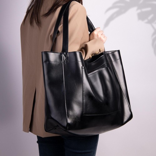 Women Extra Large Casual Soft Leather Handbag Shoulder Shopper Bag Tote PU - Picture 9 of 15
