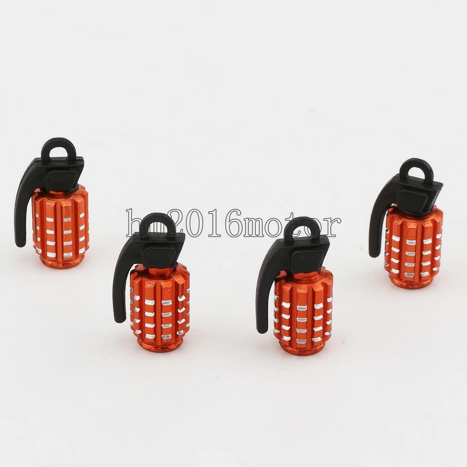 Tapas de vástago de válvula de neumático de rueda de coche motocicleta naranja de aluminio para Honda 4 un. Foto 2 de 3