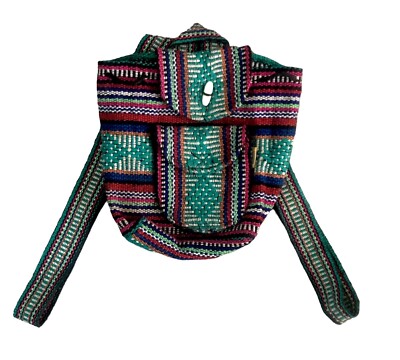 Artesanias Pinzon Backpack Bag Multicolor Boho Woven Baja Travel Vacation Mexico