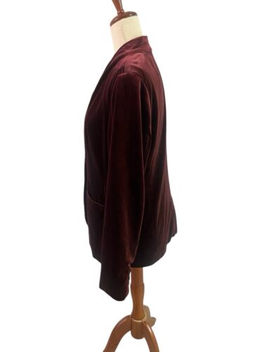 Old Navy Velvet Blazer Sz L Burgundy Red Cabernet Classic Preppy Elegant Indie - Picture 3 of 12