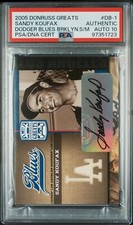 2005 Donruss Greats #DB-1 Sandy Koufax Jersey PSA AUTO 10