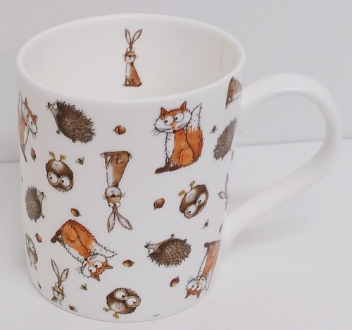 Woodland Friends Mugs Set 4 Bone China Fox Hare Hedgehog Owl Large Balmoral 14oz - Picture 7 of 10
