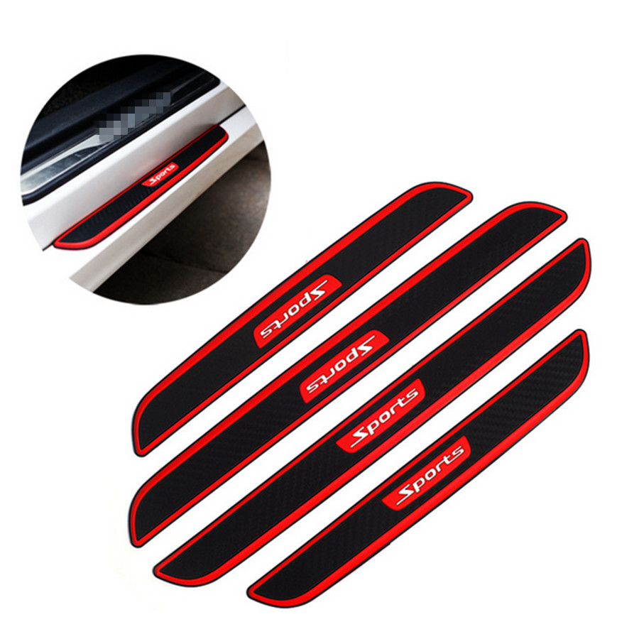 Car Door Plate Sill Scuff Cover Protector Sticker Accessories Carbon Fiber Look