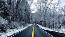 Landscape nature forest snow road winter Custom Gaming Mat Desk