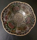 Antique Oriental Chinese Plique A Jour Glass Bowl with Flowers Box