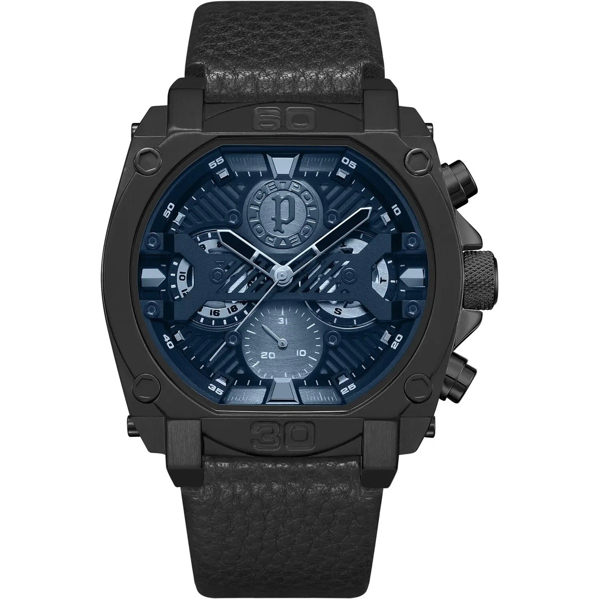 Police orologio uomo Norwood vetro minerale blu riflessi viola