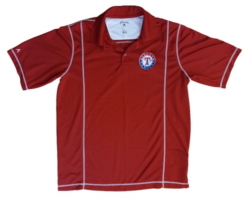 MLB Texas Rangers Polo Shirt Mens Size Large Baseball Sports Red Short Sleeve - Picture 1 of 9