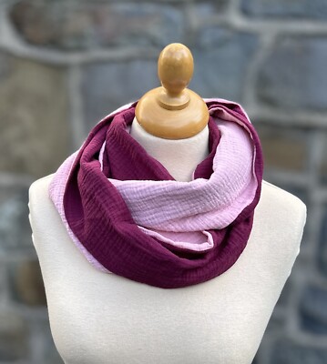 Zweilagiger Musselin Loop-Schal   Beere/Rosa