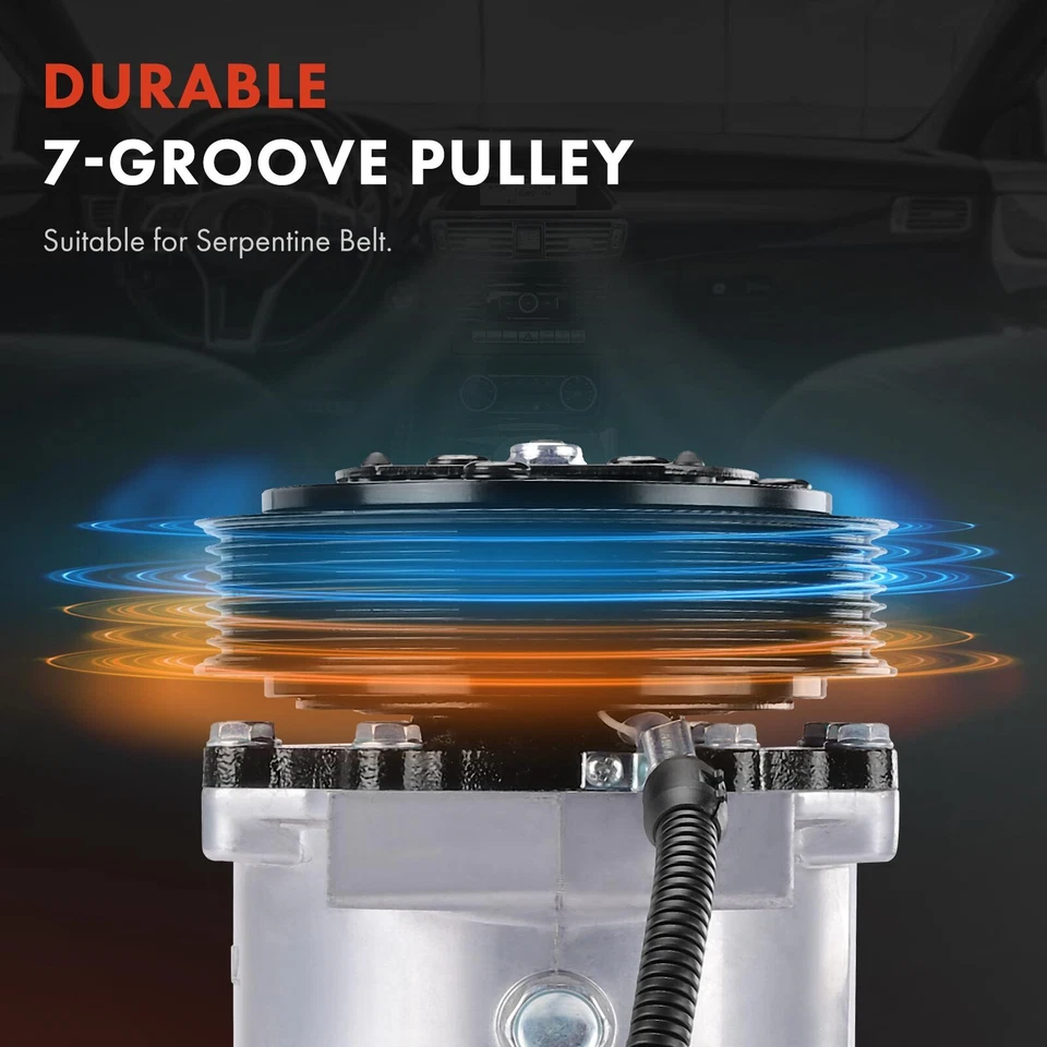 Compresor de aire acondicionado con polea de 7 ranuras para Kenworth T660 T680 T880 Peterbilt 365 367 Foto 4 de 4