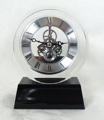 Howard Miller 645-758 Fusion Crystal Skeleton Clock w/ Black Crystal Base