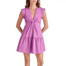 Steve Madden Mini Dress V-Neck Ruffle Hem Casual Party Dress Sz S / #5390
