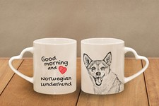 Norwegian Lunderhund - ceramic cup, mug "Good morning and love, heart", CA