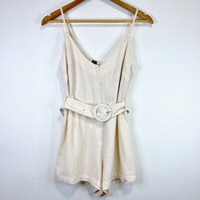 Mink Pink Playsuit Womens Size XS Pale Peach Romper Belt One-Piece Shorts Boho