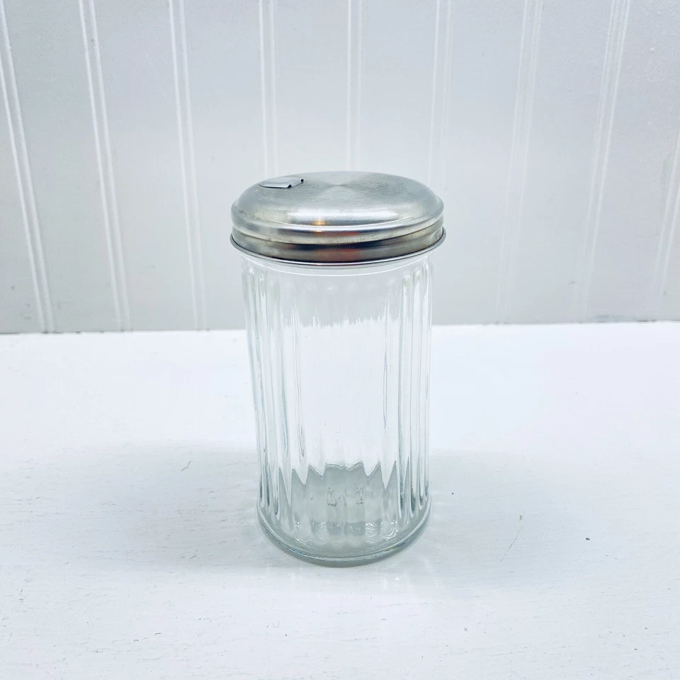Dispensador de vidrio de azúcar con tapa de acero inoxidable anclaje vidrio transparente Foto 2 de 4