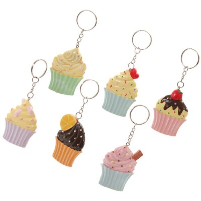 Kawaii Cupcake Schlüsselanhänger verschiedene Designs x 6 Geschenk Sammeln *EL140