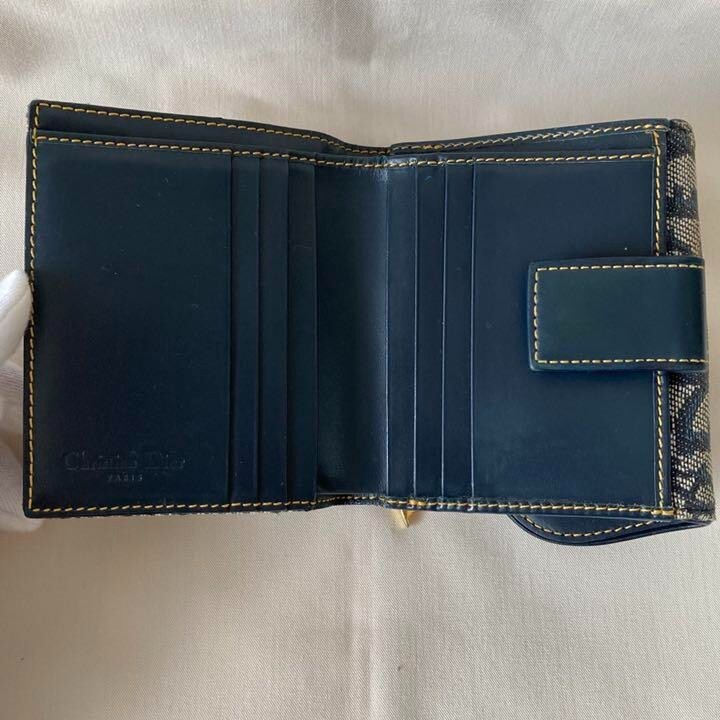 Dior Christian Dior saddle trotter bi-fold wallet navy | eBay