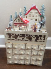 Beautiful Wood Martha Stewart Christmas DIY Paint Advent Calendar House Led