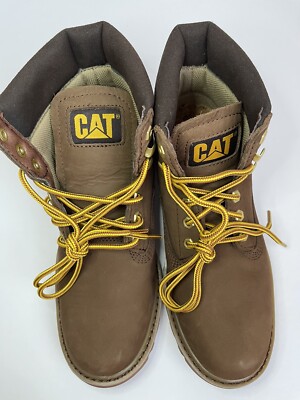 CAT Leather Work Boots Men Sz 7.5 Women Sz 9.5 P110498 Lace-up Brown