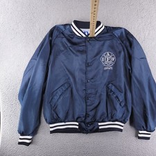 Vintage Dubrooke Jacket Mens XL Satin Navy Firefighter Varsity made in USA Nylon