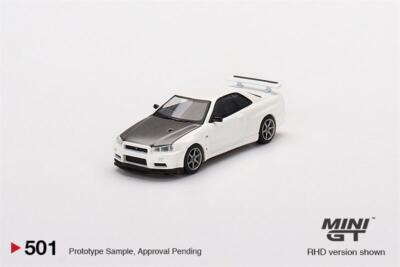 Mini GT 1:64 Nissan Skyline GT-R (R34) V-Spec II Alloy Model Car Gulf #341  RHD 