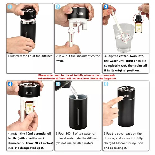 Essential Oil Aroma Diffuser Aromatherapy LED Ultrasonic Humidifier Car Purifier - Picture 16 of 37