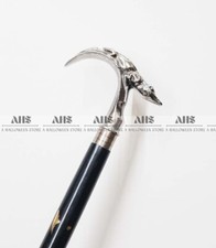 Antique Victorian Brass Crocodile Head Handle Men's Wooden Walking Stick Cane