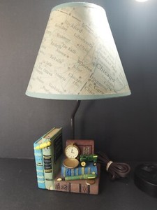 John Deere Tractor/library Small Table Lamp W/ Original Shade, Tested Works. 