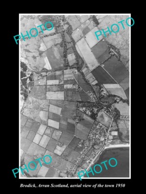OLD LARGE HISTORIC PHOTO BRODICK ARRAN SCOTLAND AERIAL VIEW OF THE TOWN c1950