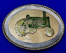 OLD TIME FARM TRACTOR Vintage green and yellow Multi Color Belt Buckle marked W