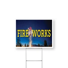 Fireworks Yard Sign Seasonal Celebrations, Holiday Fun, Bold Signage