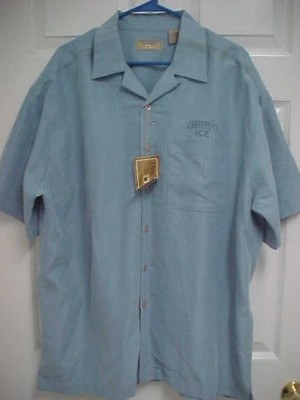 SMIRNOFF ICE Men Blue Short Sleeve Button Front Camp Shirt XL Dunbrooke New Tag