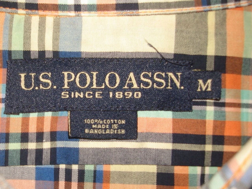 US POLO ASSN BROWN PLAID 100% COTTON S/S BUTTON FRONT SHIRT SZ. M - Image 3 of 4