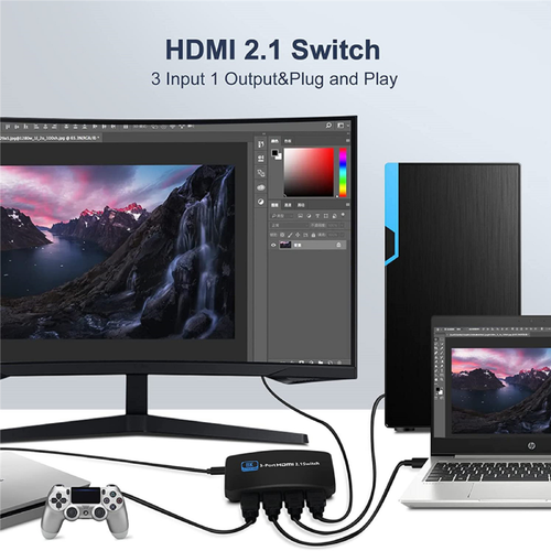 8K 3 in 1 out HDMI 2.1 Switch Video Switch Splitter 1080P W/Remote Control - Picture 5 of 13
