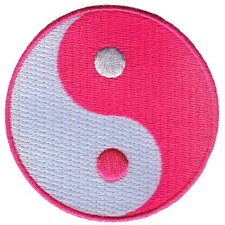 PINK YIN YANG PATCH embroidered iron-on MARTIAL ARTS KARATE GI EMBLEM TAI CHI