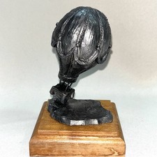 Hot Air Balloon Rare Handcrafted Pewter With Wood Base Vintage