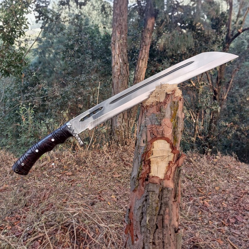 Custom Handmade Carbon Steel Blade Seax Machete Sword | Hunting Sword Camping
