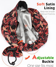 Satin Lined Bouffant Scrub Nurse Cap with 4 Buttons and Sweatband Adjustable