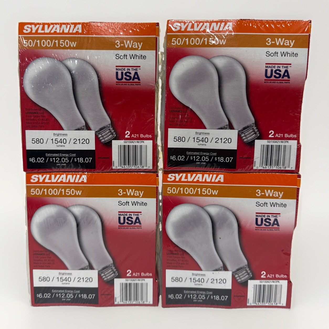 Sylvania 3 Way 50/100/150 Soft White Light Bulbs Lot Of 4 2 Pack 