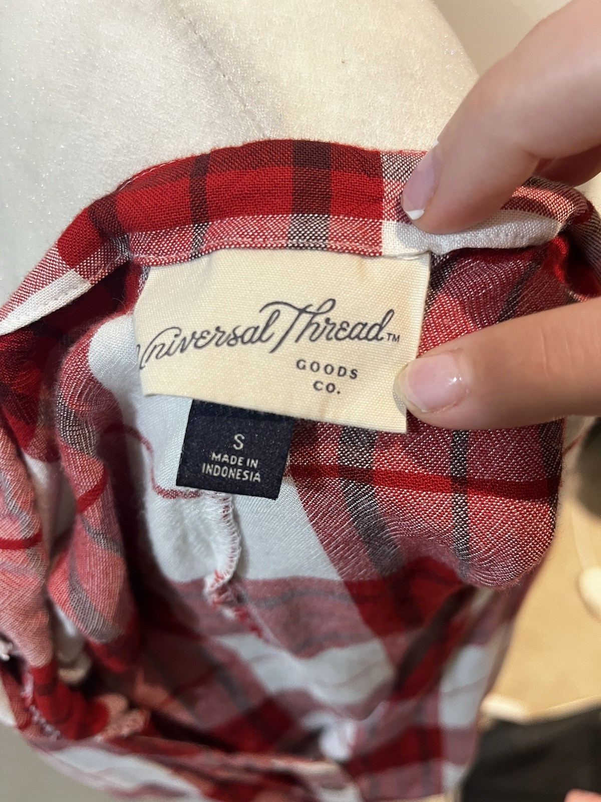 Universal Thread Red White Plaid Gingham Short Sl… - image 4