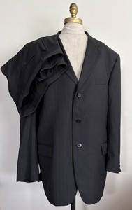 Joseph Abboud 100 % Wool 2-piece Suit Men’s Sz 44R/ W38/33 Black Striped USA